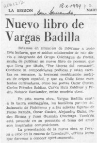 Nuevo libro de Vargas Badilla  [artículo].