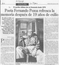 Poeta Fernando Pezoa refresca la memoria después de 19 años de Exilio  [artículo] Roberto Viereck.