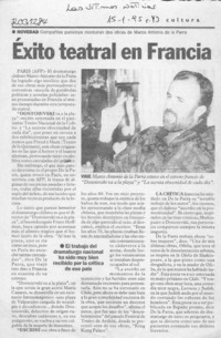 Exito teatral en Francia  [artículo].