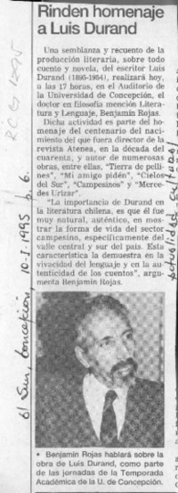Rinden homenaje a Luis Durand  [artículo].