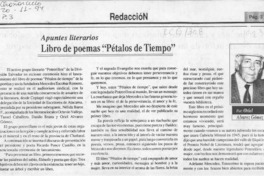 Libro de poemas "Pétalos de tiempo"  [artículo] Oriel Alvarez Gómez.