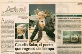 Claudio Solar, el poeta que regresó del tiempo