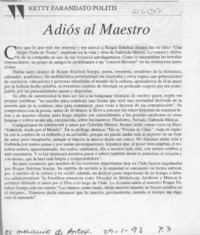 Adiós al maestro  [artículo] Ketty Farandato Politis.