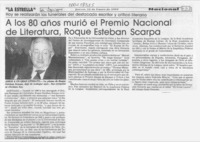 A los 80 años murió el Premio Nacional de Literatura, Roque Esteban Scarpa  [artículo].