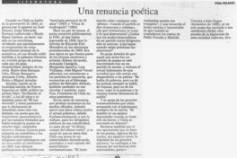 Una renuncia poética  [artículo] Poli Délano.
