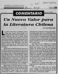 Nuevo valor para la literatura chilena