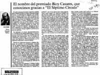 El nombre del premiado Bioy Casares, que conocimos gracias a "El Séptimo Círculo"  [artículo] Víctor Manuel Muñoz.