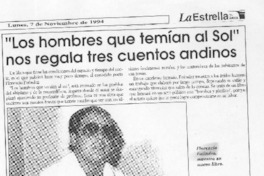 "Los Hombres que temían al sol" nos regala tres cuentos andinos