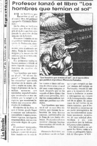 Profesor lanzó el libro "Los hombres que temían al sol"