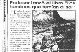 Profesor lanzó el libro "Los hombres que temían al sol"