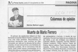 Muerte de Mario Ferrero  [artículo] Marino Muñoz Lagos.