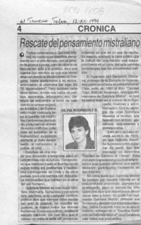Rescate del pensamiento mistraliano  [artículo] Silvia Rodríguez B.