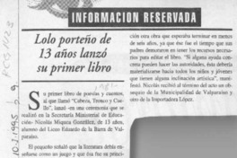 Lolo porteño de 13 años lanzó su primer libro  [artículo].
