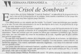 "Crisol de Sombras"  [artículo] Germana Fernández A.
