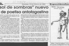 "Crisol de sombras" nuevo libro de poetisa antofagastina  [artículo].