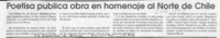 Poetisa publica obra en homenaje al Norte de Chile  [artículo].