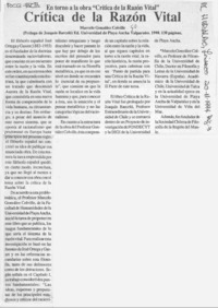 Crítica de la razón vital  [artículo].