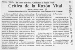 Crítica de la razón vital  [artículo].