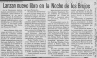 Lanzan nuevo libro en la noche de los brujos  [artículo].