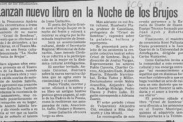 Lanzan nuevo libro en la noche de los brujos  [artículo].