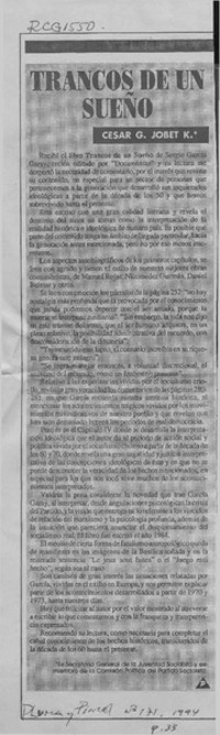 Trancos de un sueño  [artículo] César G. Jobet K.