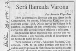 Será llamada Varona  [artículo] Ramón Riquelme.