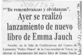 Ayer se realizó lazamiento de nuevo libro de Emma Jauch  [artículo].