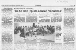 "Se ha sido injusto con los mapuches"  [artículo] Pilar Clemente.