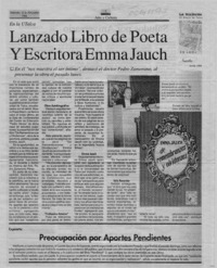 Lanzado libro de poeta y escritora Emma Jauch  [artículo].