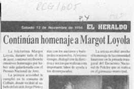 Continúan homenaje a Margot Loyola  [artículo].