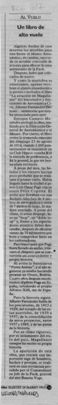 Un Libro de alto vuelo  [artículo].