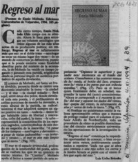 Regreso al mar  [artículo] Luis Uribe Briceño.