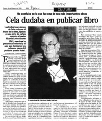 Cela dudaba en publicar libro  [artículo] Juan Manuel González.