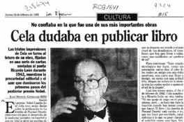 Cela dudaba en publicar libro  [artículo] Juan Manuel González.