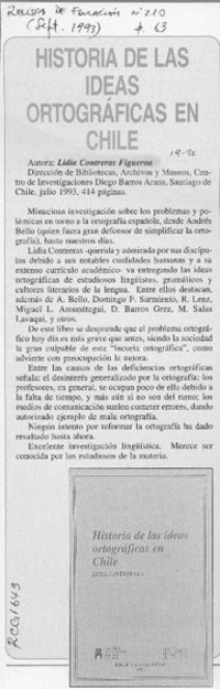 Historia de las ideas ortográficas en Chile  [artículo]