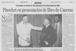 Pinochet en presentación de libro de Canessa