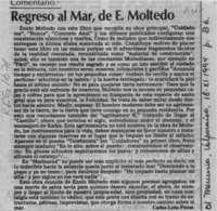Regreso al mar, de E. Moltedo  [artículo] Carlos León Pezoa.