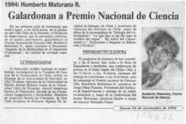Galardonan a Premio Nacional de Ciencia  [artículo].