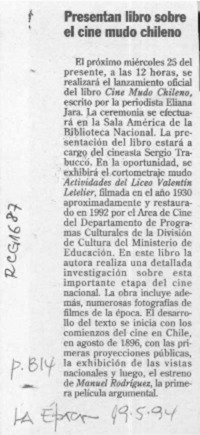 Presentan libro sobre el cine mudo chileno  [artículo].