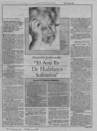 "El arte es de huérfanos solitarios"  [artículo] María Teresa Cárdenas.