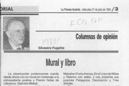 Mural y libro  [artículo] Silvestre Fugellie.