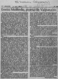 Ennio Moltedo, poeta de Valparaíso  [artículo] Manuel Espinoza Orellana.
