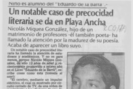 Un notable caso de precocidad literaria se da en Playa Ancha