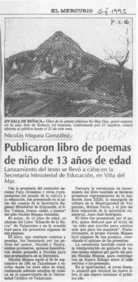 Publicaron libro de poemas de niño de 13 años de edad  [artículo].