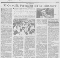 "El genocidio fue acabar con las identidades"