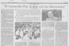 "El genocidio fue acabar con las identidades"