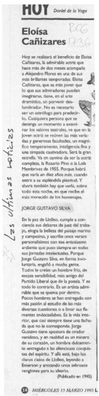 Eloísa Cañizares  [artículo] Daniel de la Vega.