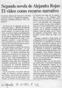 Segunda novela de Alejandra Rojas, el video como recurso narrativo  [artículo] Eduardo Guerrero del Río.