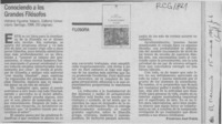 Conociendo a los grandes filósofos  [artículo] Francisco José Folch.