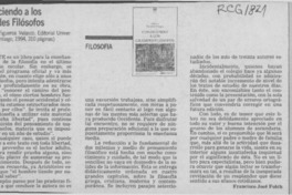 Conociendo a los grandes filósofos  [artículo] Francisco José Folch.